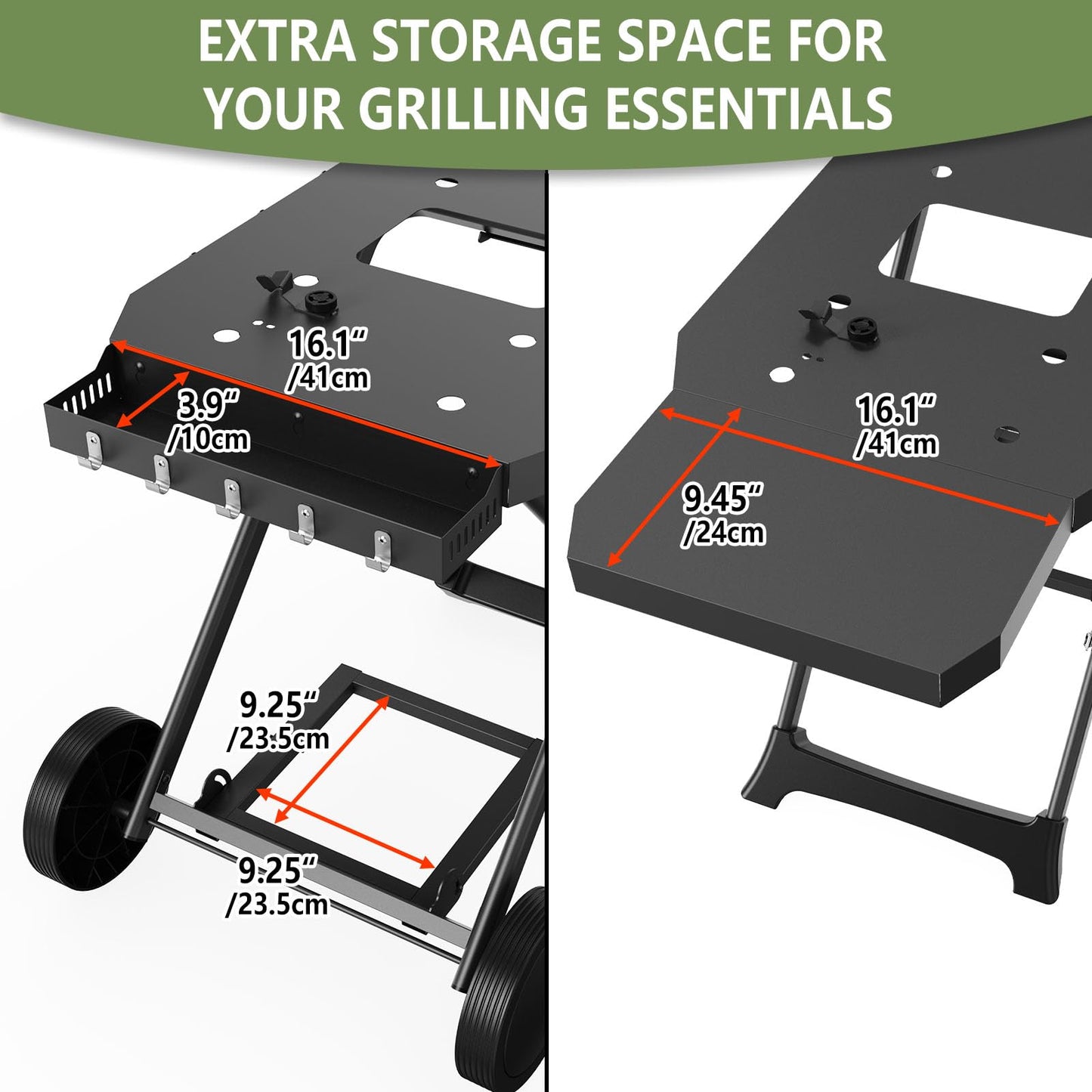 Barbqtime Portable Grill Cart for Blackstone 17" & 22" Griddle, Foldable Grill Table with Propane Tank Holder, Outdoor Portable BBQ Grill Stand for Backyard, Camping, Tailgating