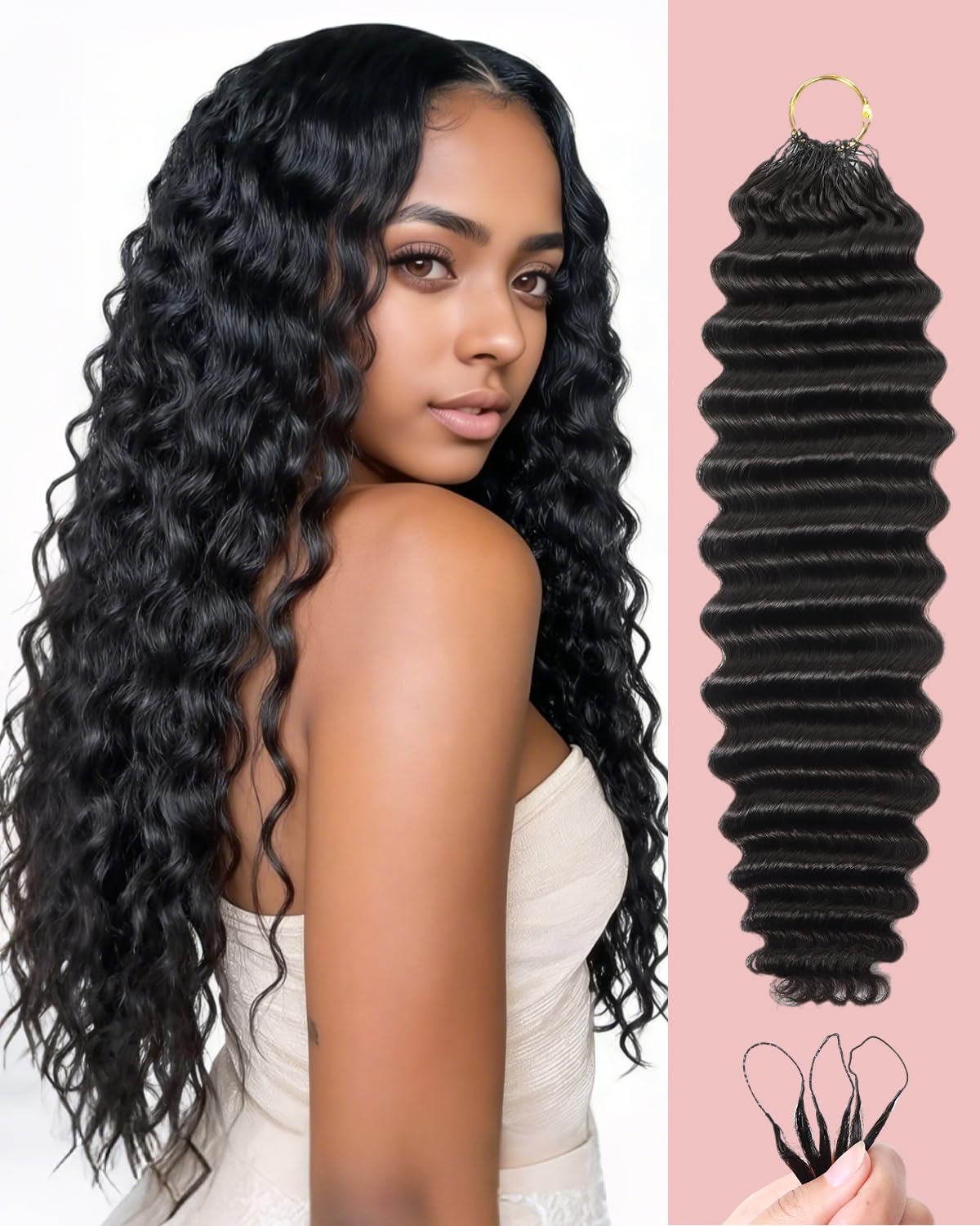 Human Crochet Hair for Black Women - 18 Inch Deep Wave Crochet Extensions | Soft, Lightweight 55g, 40 Strands