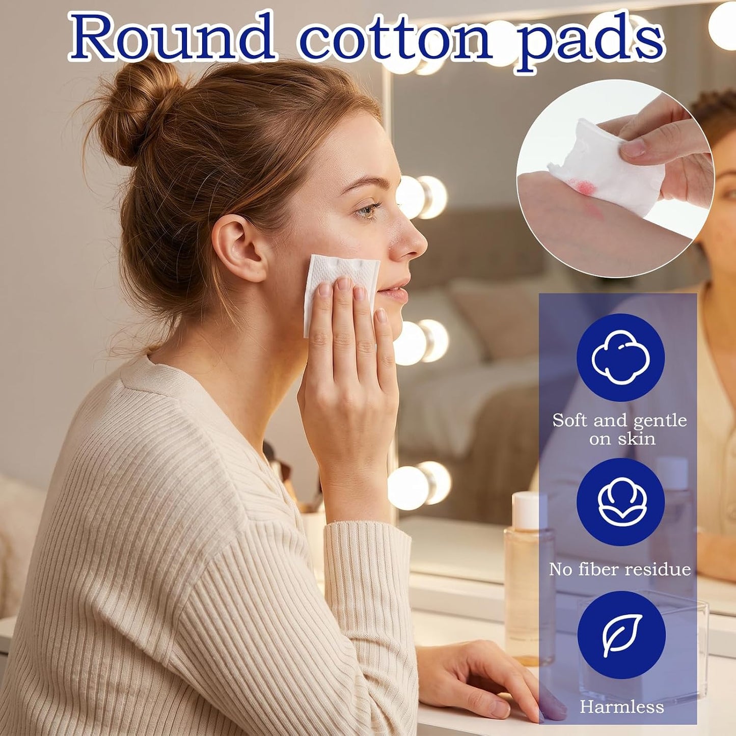 200 Pcs Soft Cotton Makeup Remover Pads - Versatile Facial Cleansing & Toner Application | Wet or Dry Use