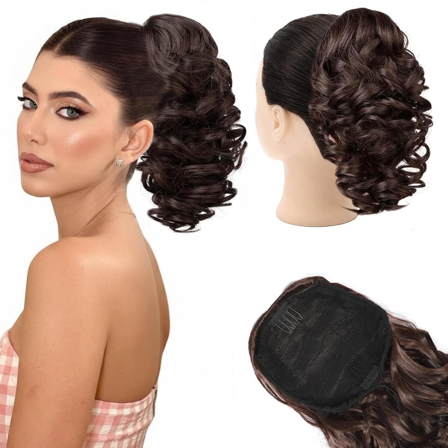 Curly Ponytail Extension - 10 Inch Drawstring Gray Synthetic Hairpiece for Women | Perfect for Daily Wear & Parties