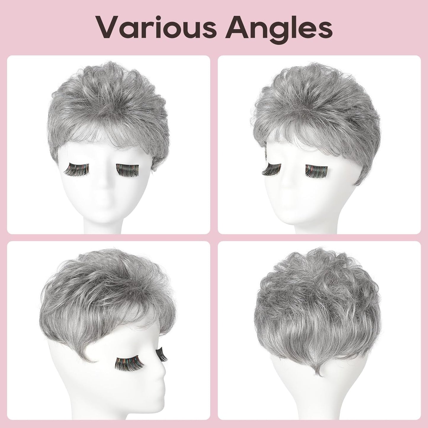 REECHO Hair Topper - Synthetic Short Wiglet for Women | Large Coverage Crown Hairpiece in Silver Mist