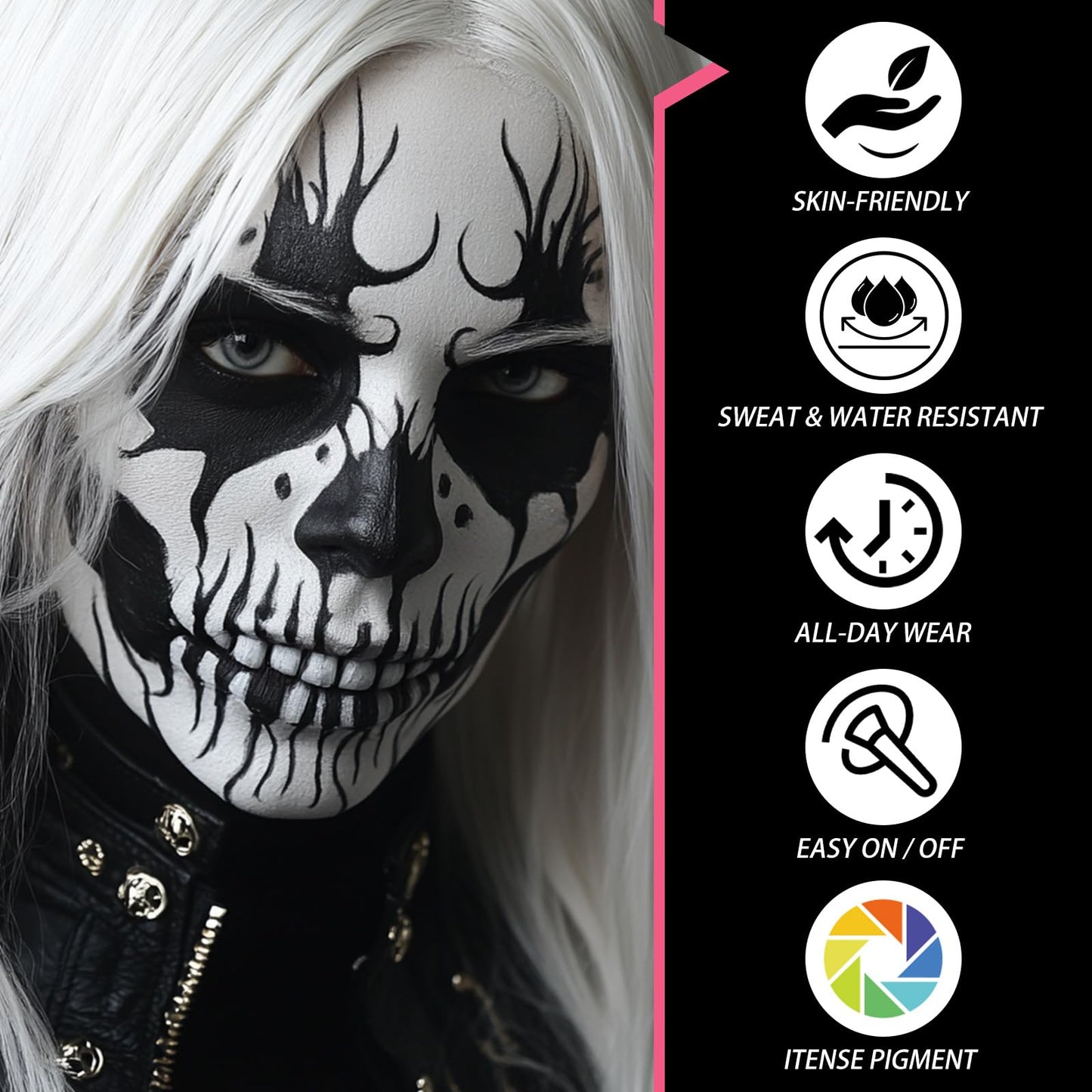 5PCS Eye Black Stick, Sports Face Body Paint for Football, Baseball, Softball – Anti Glare Under Eye Stick – Oil Based Black Face Painting Kit for Halloween Skull Skeleton Costume Cosplay Makeup