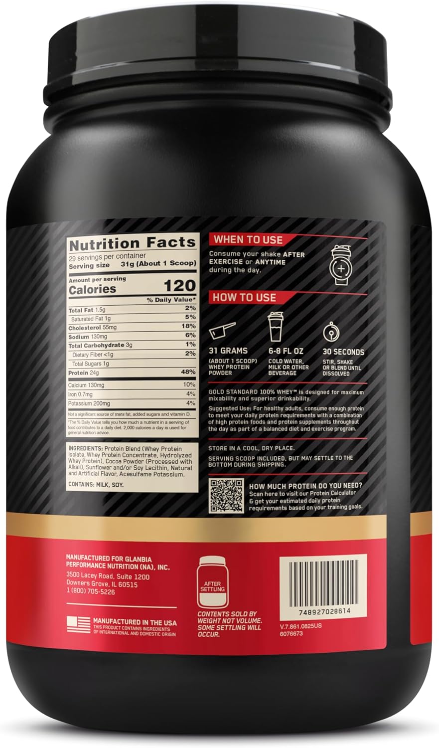 Optimum Nutrition Whey Protein Powder - Double Rich Chocolate Flavor | 1.98 lb Size