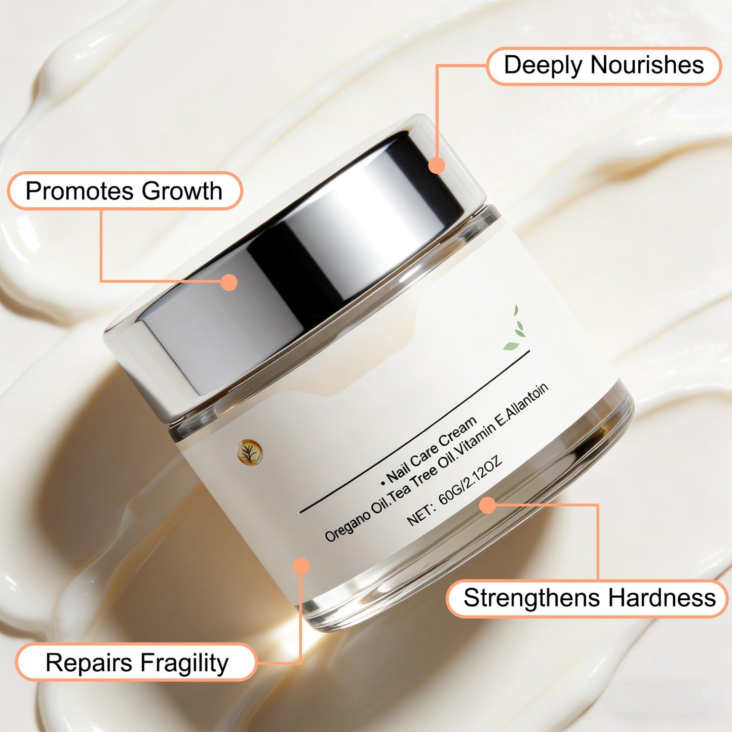 2PCS Nail & Toenail Care Cream, Toenail Nail Repair for Damaged, Strength & Nail Growth Tea Tree Oil, Oregano Oil, Vitamin E, Natural Formula