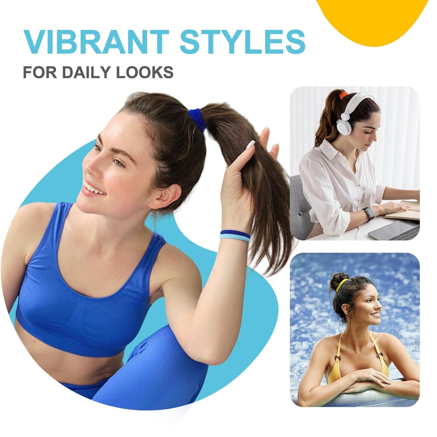 Seamless Hair Band | No-Crease Ponytail Holders - 10 Multi-Color Small Hair Ties (4cm)