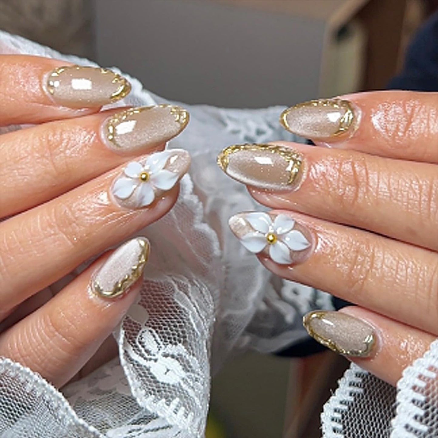 30Pcs 4th of July Press-On Nails - Medium Almond Shape with Fireworks & American Flag Design | Patriotic Artificial Nails for Women