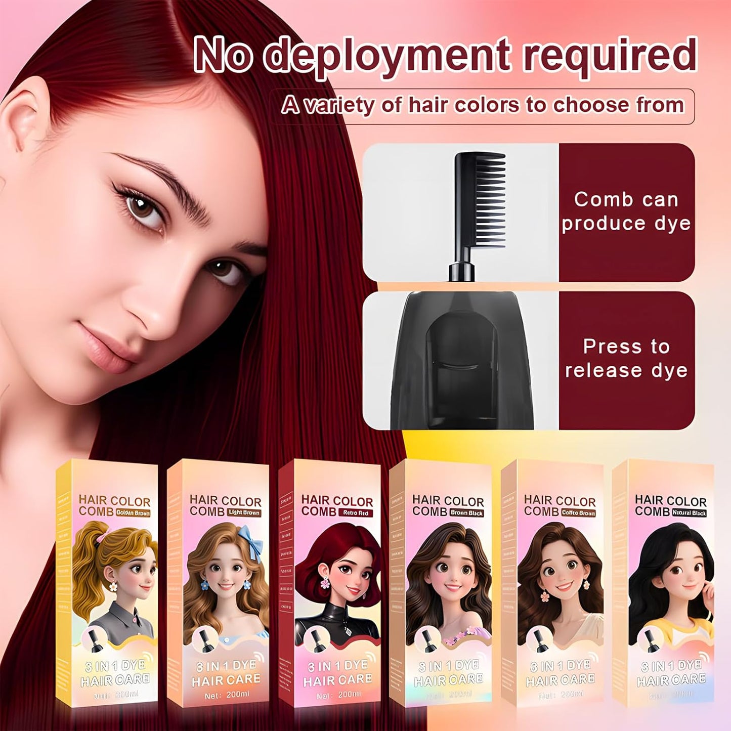 Radiant Hair Color Kit - Light Golden Brown Permanent Dye for Gray Coverage | Easy Comb Application