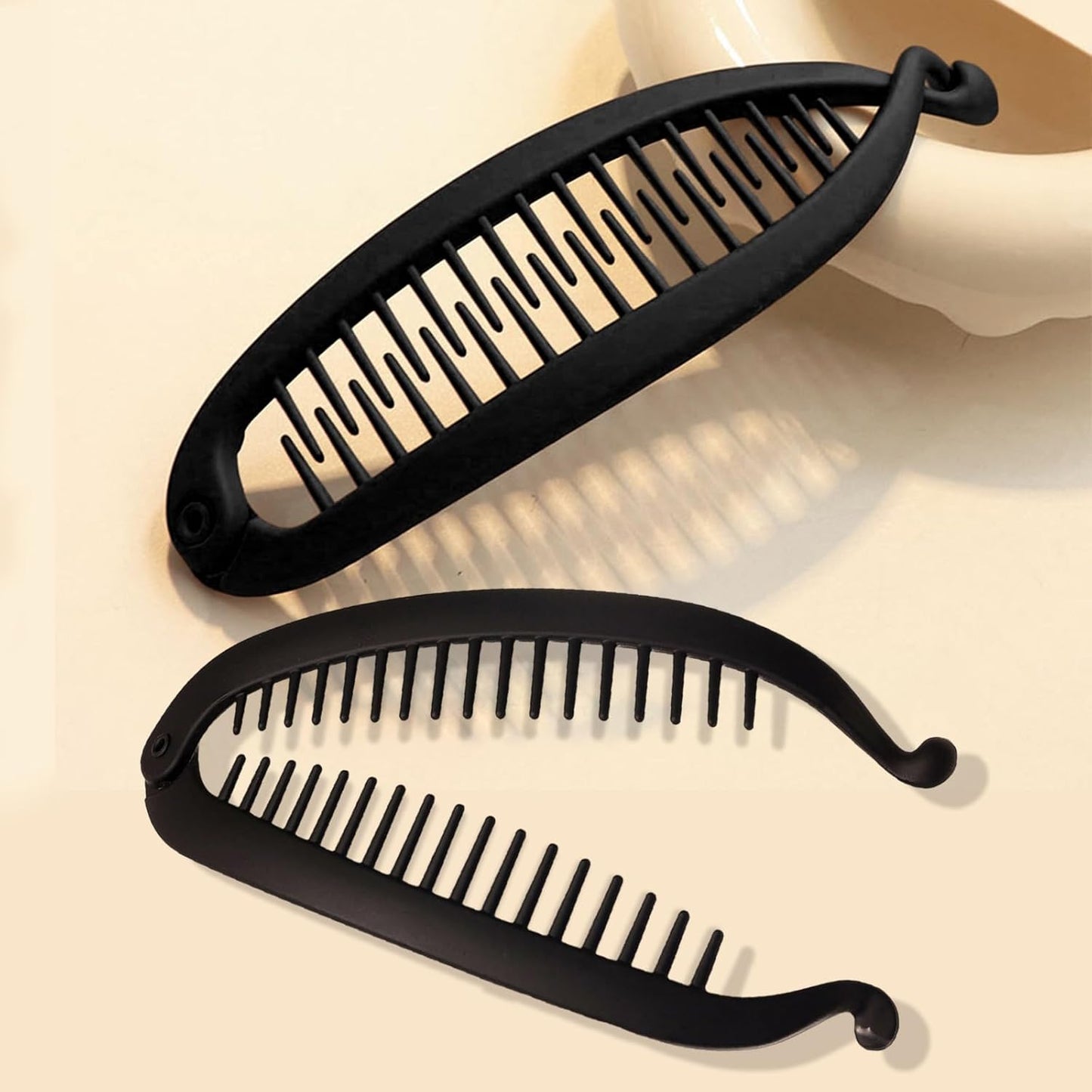 Banana Clips for Women - 2 Pcs Small Volumizing Claw Clips for Thin Hair | Retro Ponytail Bun Holders