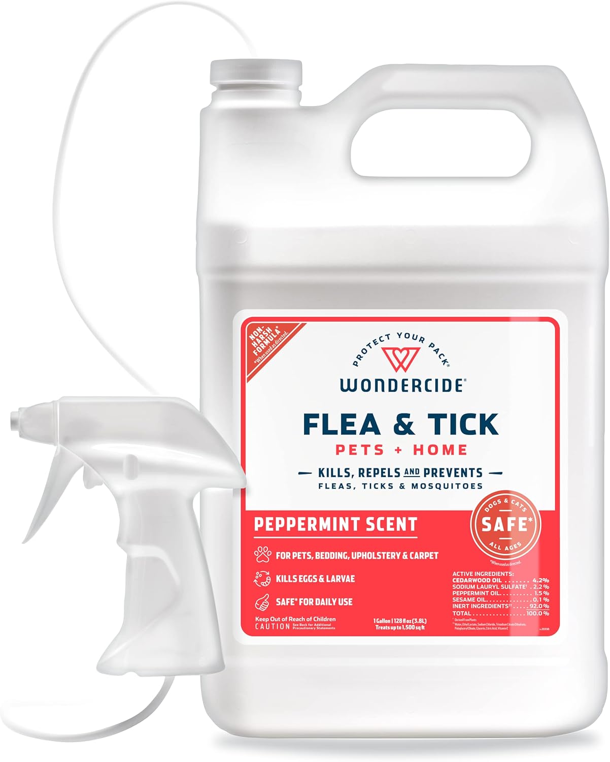 Wondercide Flea, Tick & Mosquito Spray - Natural Essential Oil Formula for Pets & Home | Lemongrass, 16 oz