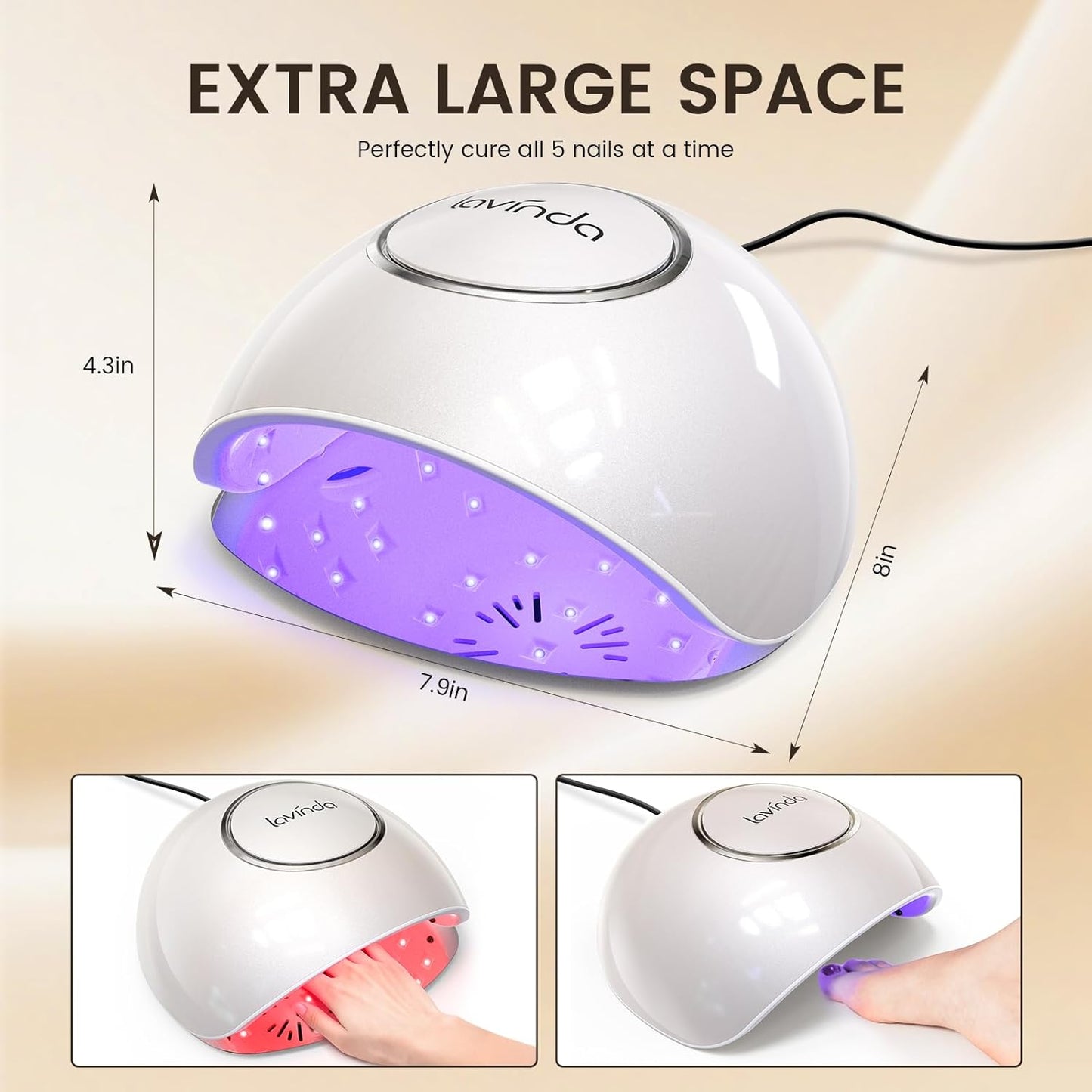 Lavinda 2-in-1 UV LED Nail Lamp - Fast Curing 54W Gel Polish Dryer | Red Light Skincare & Auto Sensor