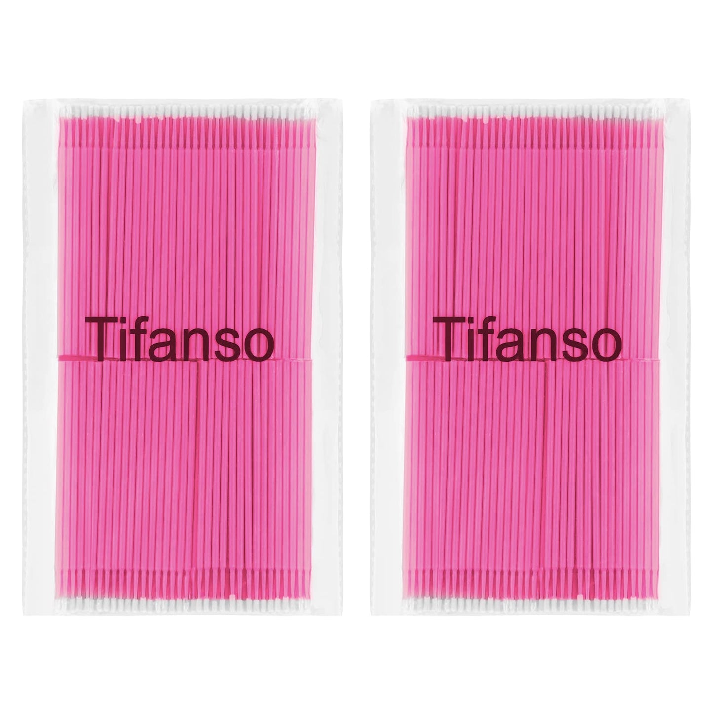 tifanso 400PCS Micro Cotton Swabs, Disposable Eyelash Microswabs for Eyelash Extensions, Lash Brush Applicators Pink(Head Diameter: 2.0mm)