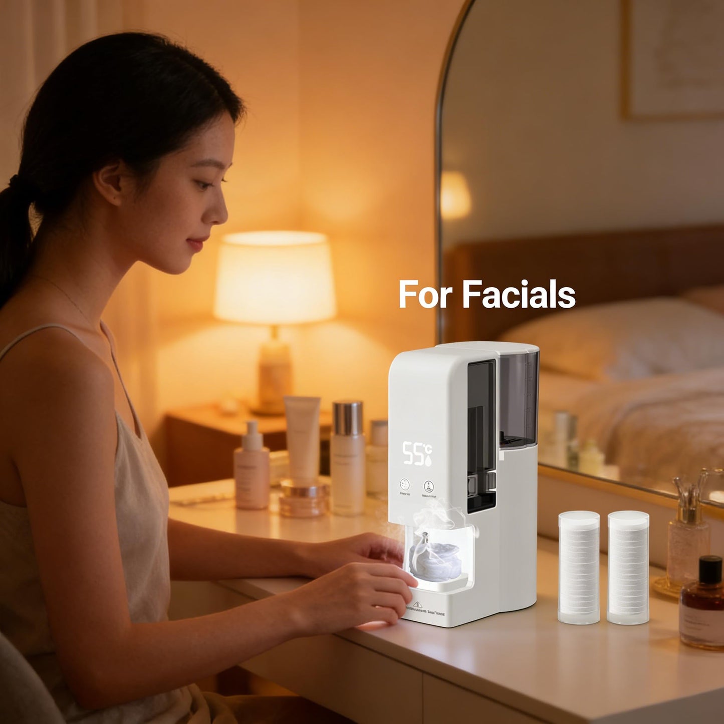 Hot Face Towel Dispenser, Disposable Hot Towel Dispenser, 131°f Adjustable Constant Temperature, Heats up in 5 Seconds, Disposable Face Towel Warmer Dispenser, For Facials