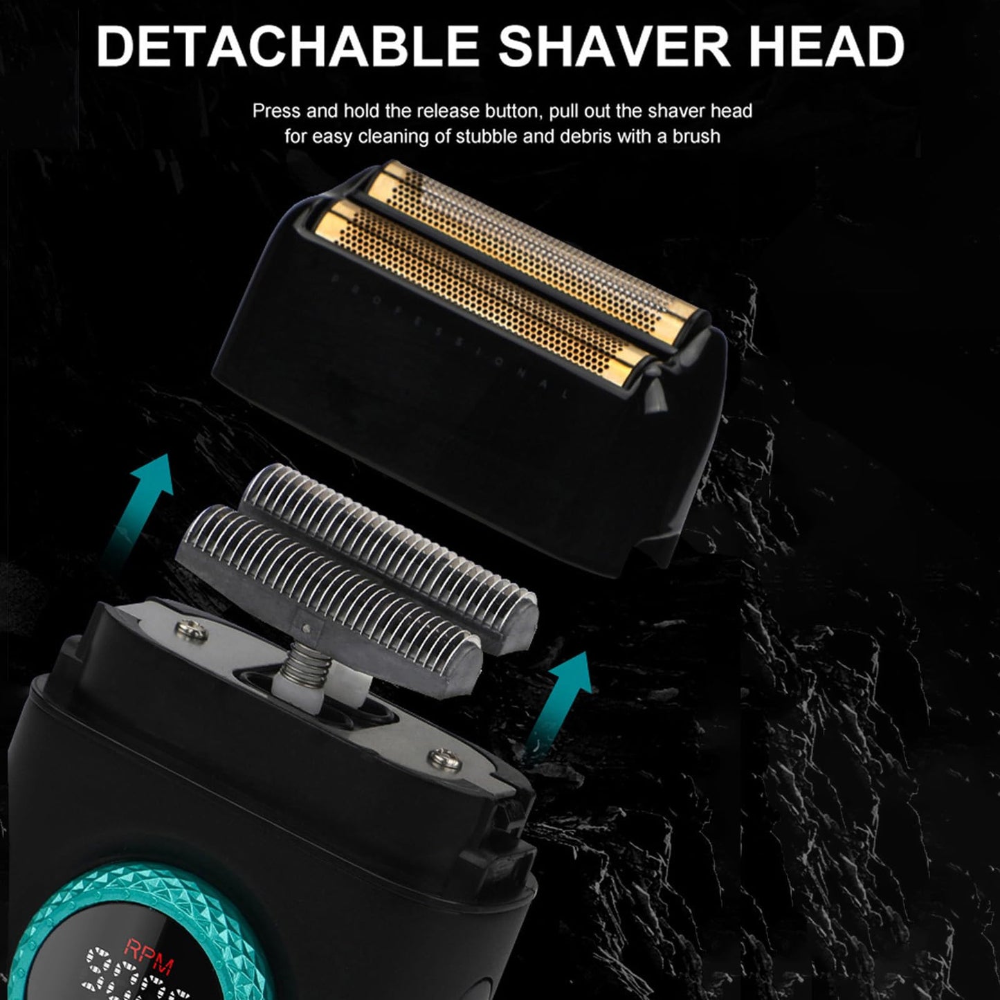 VGR 377 Foil Shaver for Men, Electric Razor for Shaving Face with Double Foil, 21-Speed 9000 RPM Motor Bald Shavers LED Display Titanium Foils, Barber Supplies (Black), Men's Gifts
