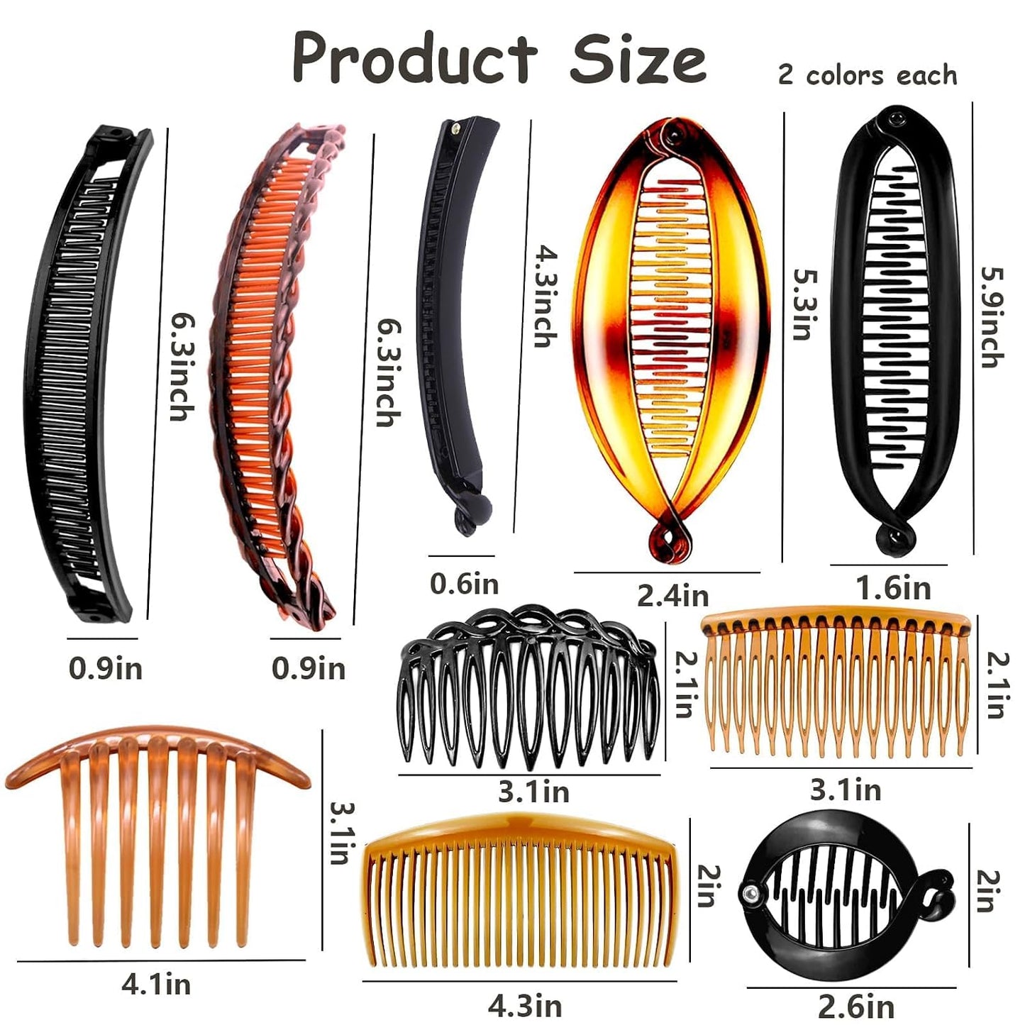 20 PCS Banana Hair Clips - Classic Plastic Ponytail Accessories for Women & Girls