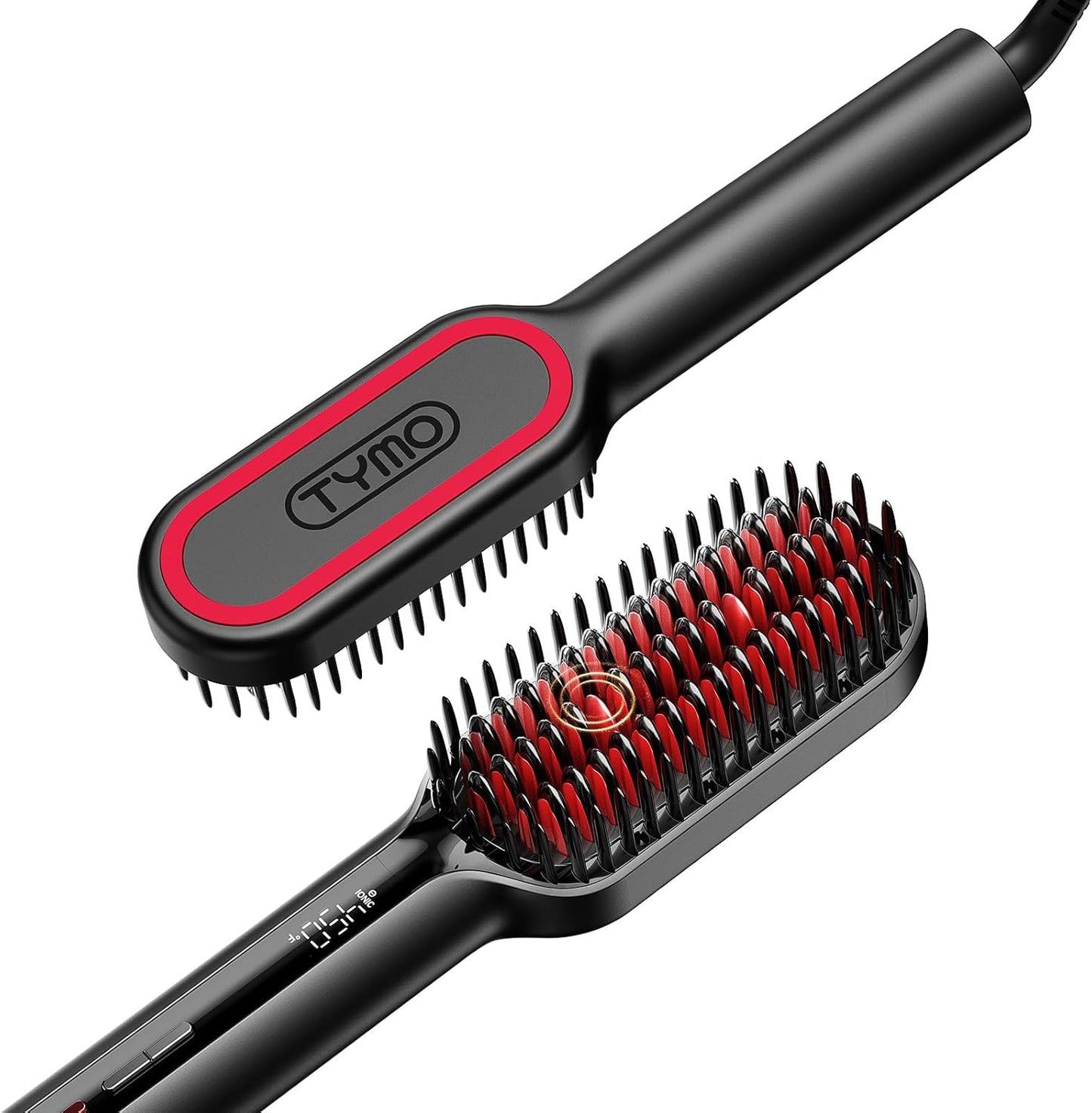 Tymo Hair Straightener Brush - Ionic Compact Styling Tool for Women | Lightweight, Fast Heat, Black