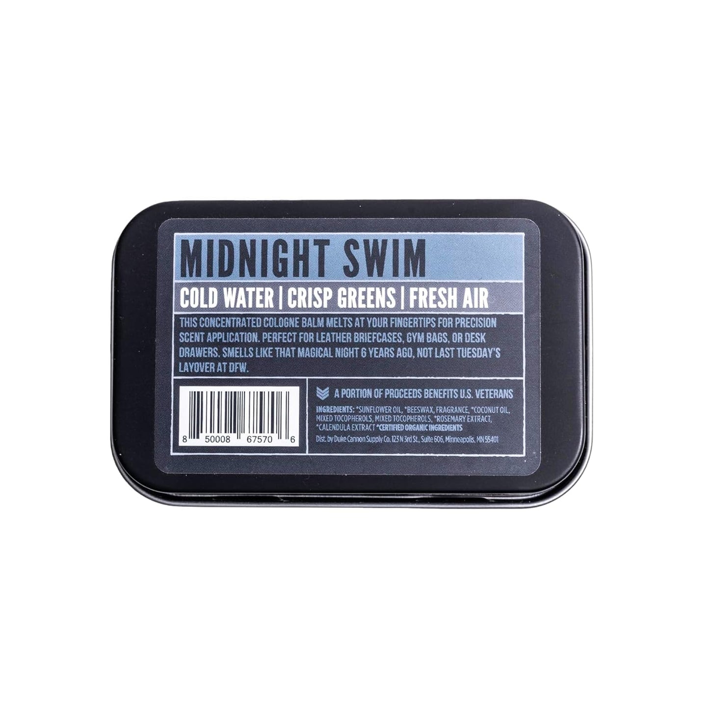 Duke Cannon Solid Cologne for Men - Midnight Swim Scent | Travel-Friendly Balm, 1.5 oz