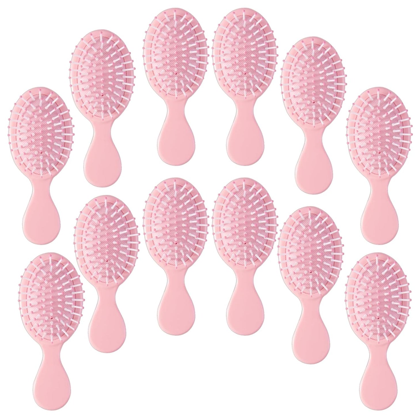 Mini Hair Brush Set - 12 Pcs Travel Detangling Brushes for All Hair Types | Pink with Exquisite Packaging
