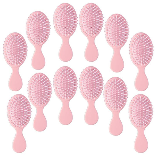 Mini Hair Brush Set - 12 Pcs Travel Detangling Brushes for All Hair Types | Pink with Exquisite Packaging