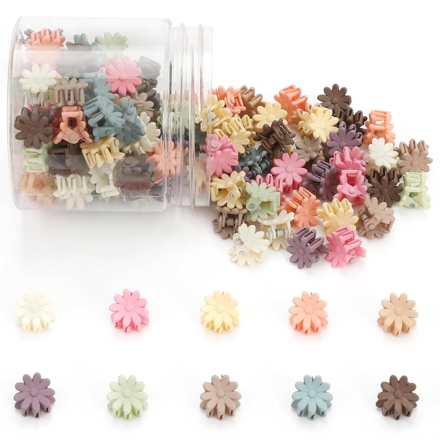 Mini Flower Hair Clips - Cute Baby Claw Clips for Toddlers | 100 Pcs Hair Accessories