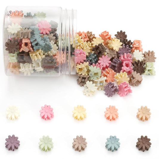 Mini Flower Hair Clips - Cute Baby Claw Clips for Toddlers | 100 Pcs Hair Accessories