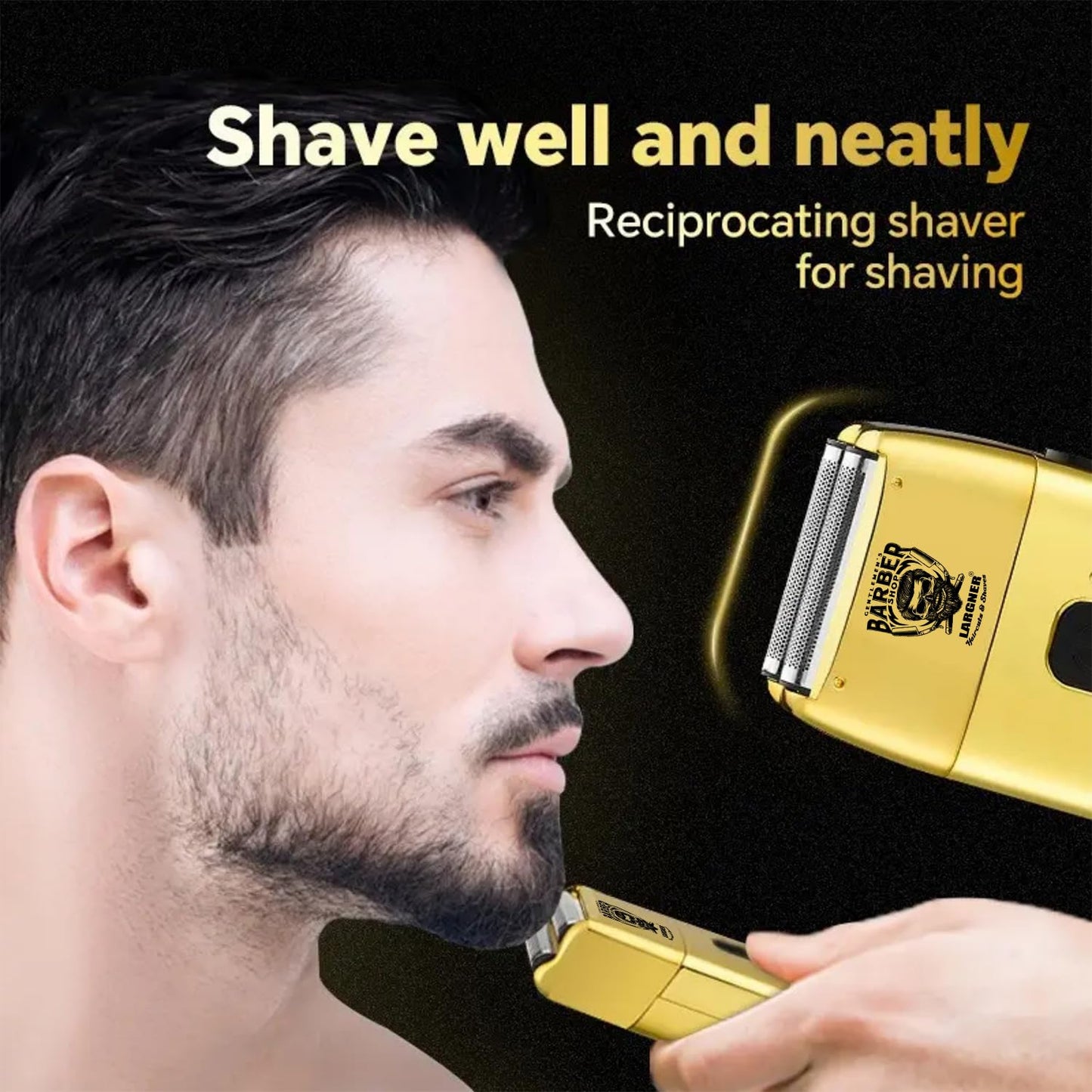 Largner Hair Clippers for Men Professional, Cordless Beard Trimmer & Electric Razor Shavers for Men, Rechargeable 3 Piece Barber Hair Cutting Kit LED Display Men's Grooming Kit