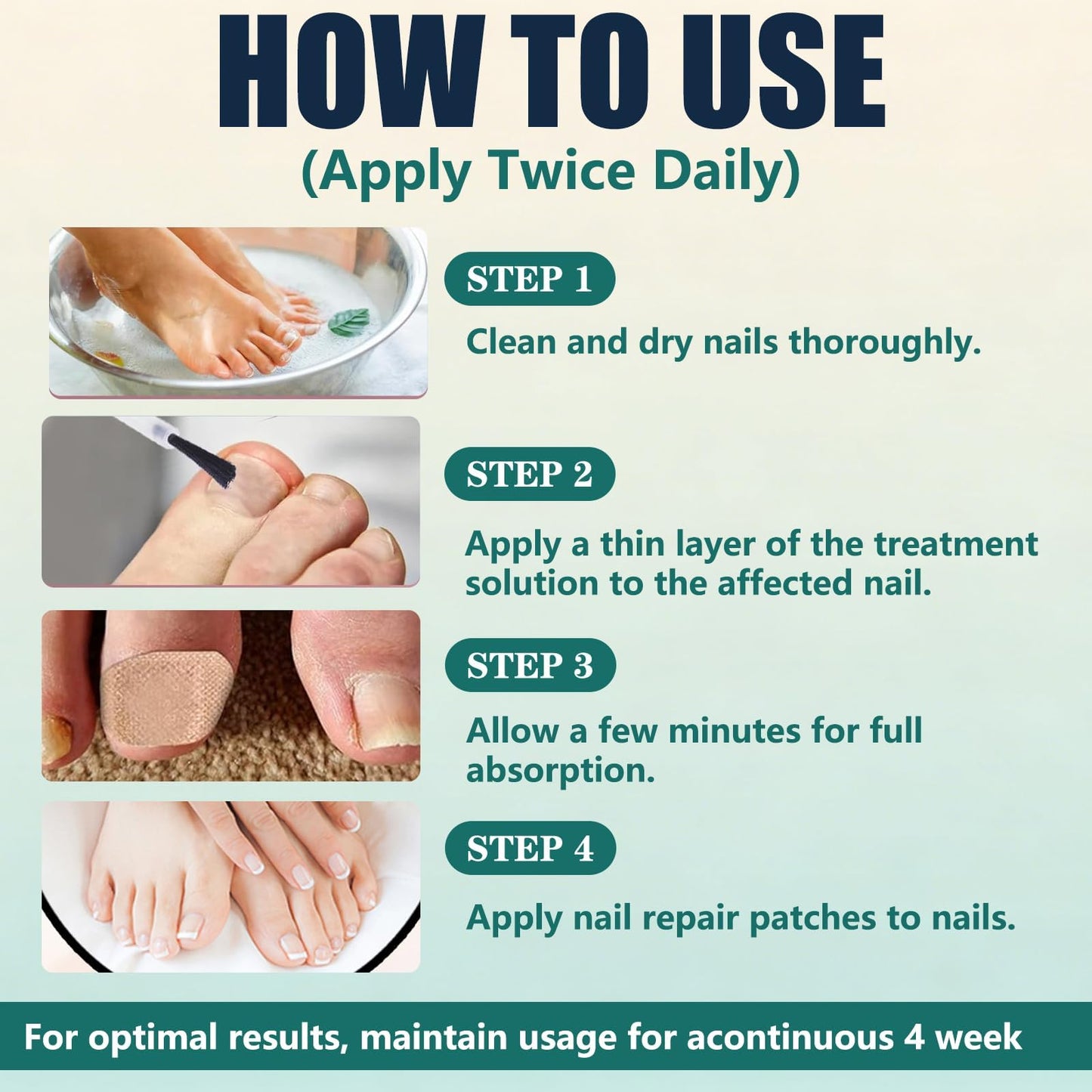 Toenail Treatment Extra Strength Kit, 7-Days Nail Treatment with 25% Undecylenic Acid & 72 Nail Patches, Repairs Yellow, Thick, Discolored & Broken Nails