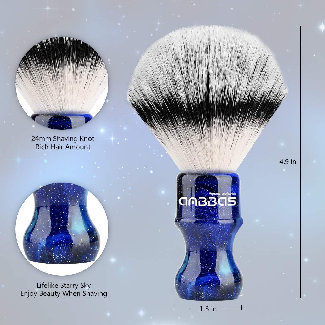 Anbbas Synthetic Badger Shaving Brush with Resin Handle,Nylon Bristles Hair Lathering Foam Brush for Men Travel Professional Wet Shaving(Blue,24 mm Knot)