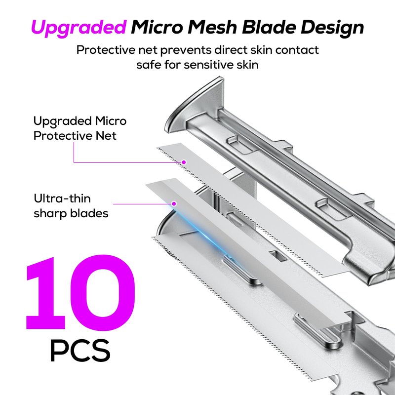 PEDOOD Dermaplane Razor for Women Face, Painless Sonic Dermaplane Tool with 10 Upgraded Micro Mesh Dermaplaning Blades, Women’s Facial Exfoliation & Peach Fuzz Hair Removal System (Off-White)