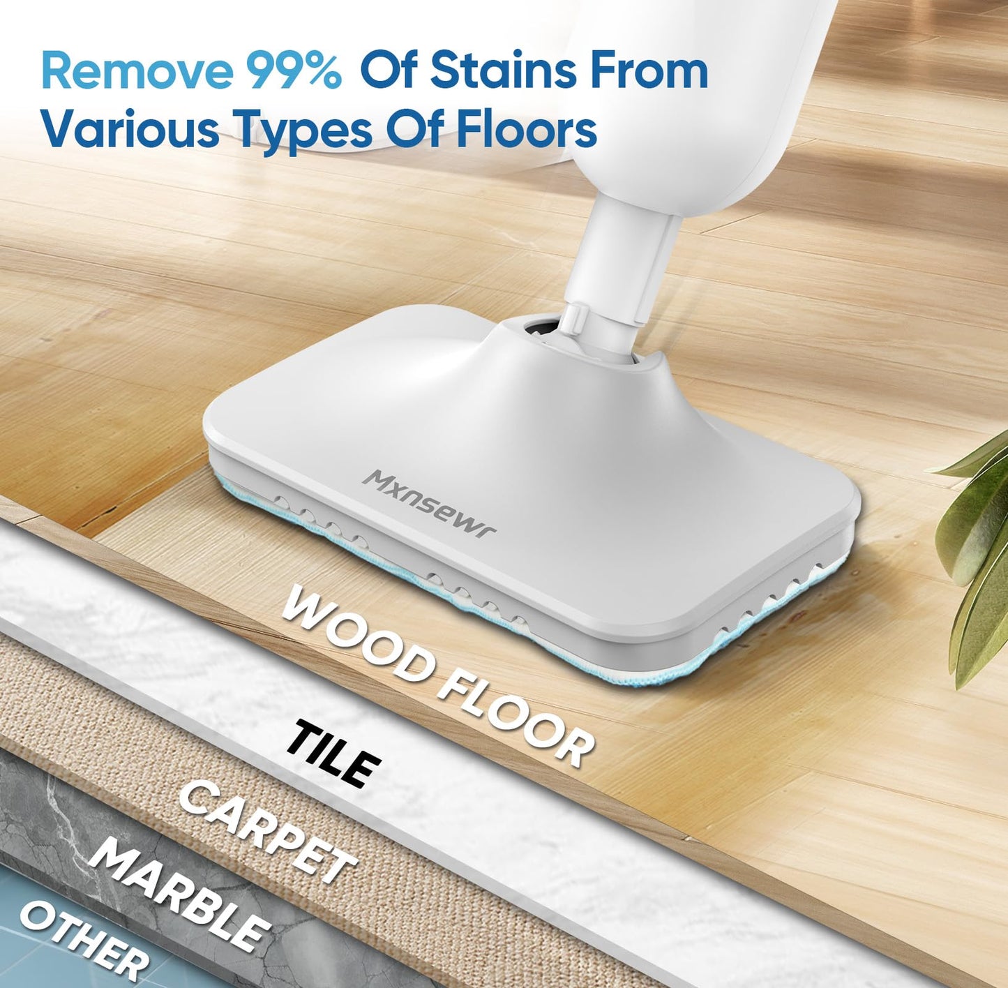 Steam Mop All-in-one Multi-Functional Powerful Steam Cleaner, Handheld Detachable Floor Steamer with 2 Steam Level, 380ML Water Tank & 23FT Power Cord for Whole Home Use