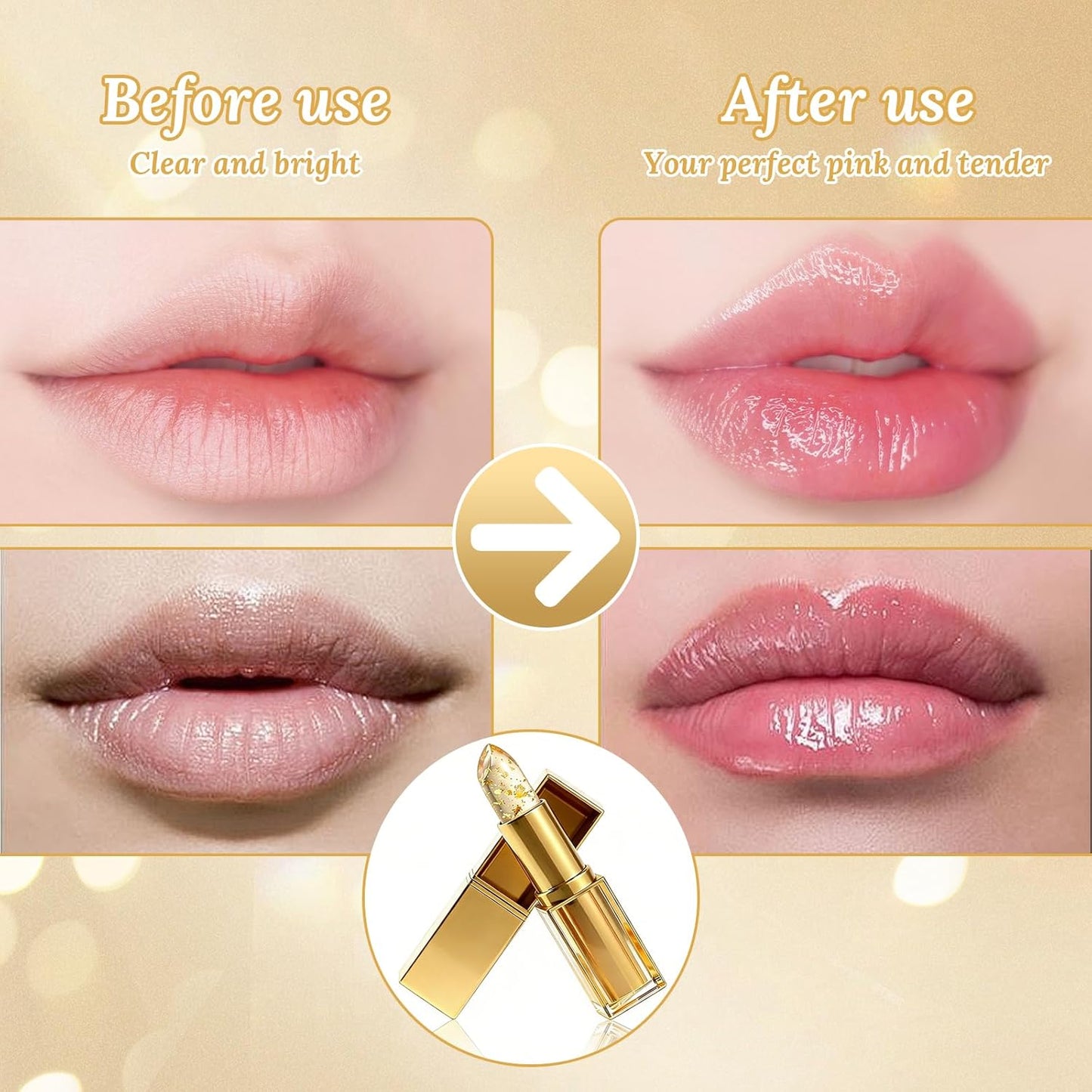 Color Changing Lipstick Set - 2Pcs Transferproof Long-Lasting Hydration | PH Adjusting Clear Gloss