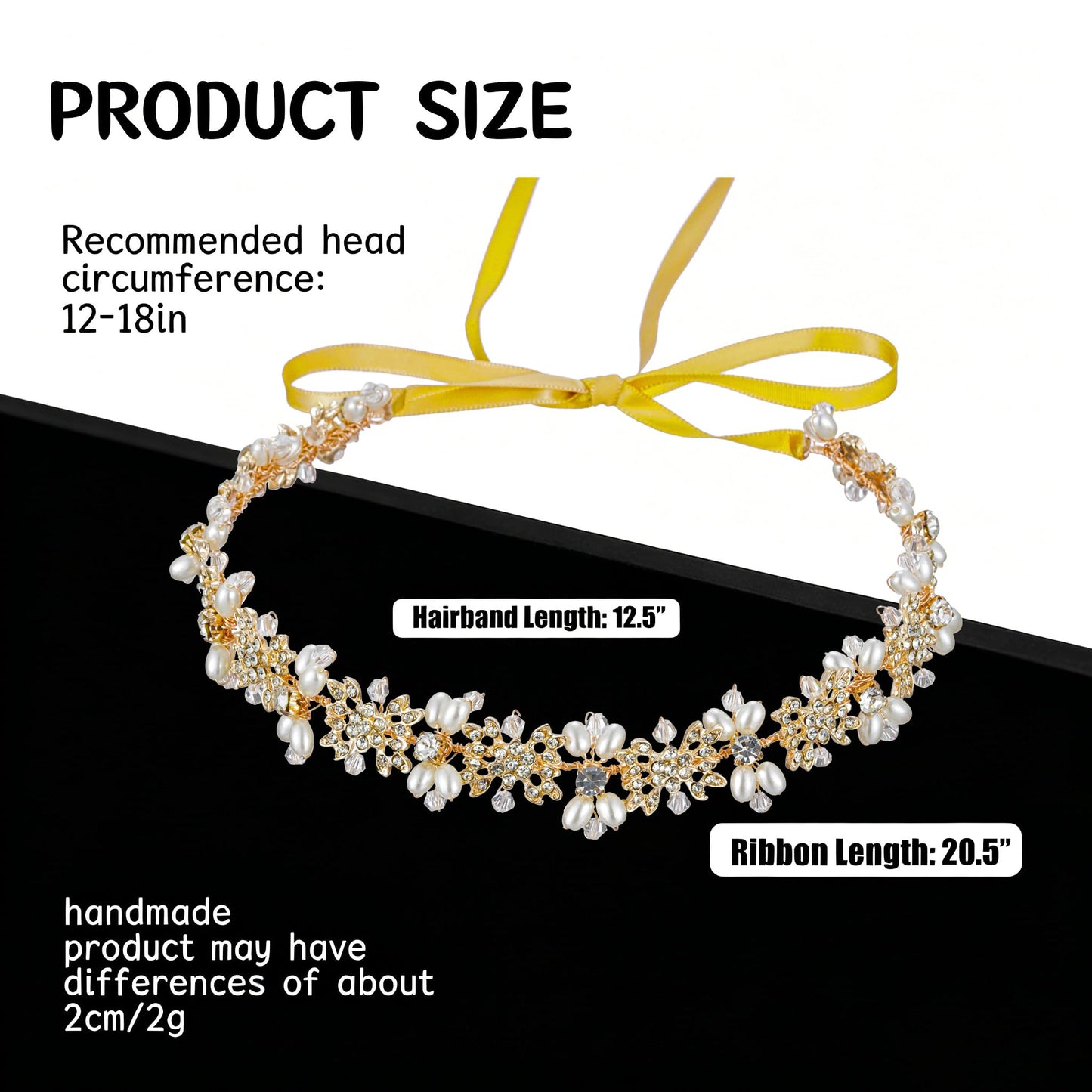 527&huan Gold Butterfly Bridal Headband Teardrop Pearls Crystal Rhinestone Wedding Hair Vine, Handmade Copper Wire Woven Wedding Hair Accessory with Satin Ribbon for Bride Bridesmaid Prom Pageant
