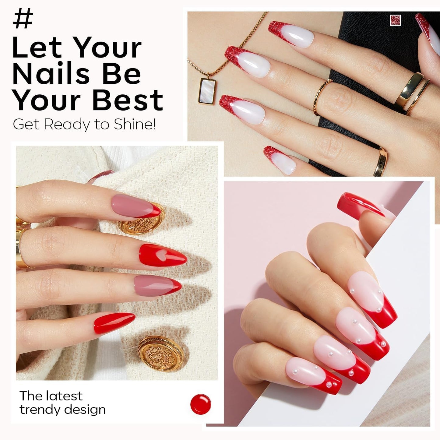modelones Red Gel Nail Polish Set - 6 Colors 2026 Mothersday Ruby Glitter Cat Eye Magnetic Gel Polish Burgundy Red Sparkle Bloody Nail Polish Kit Soak Off LED Manicure Nail Art DIY Gift