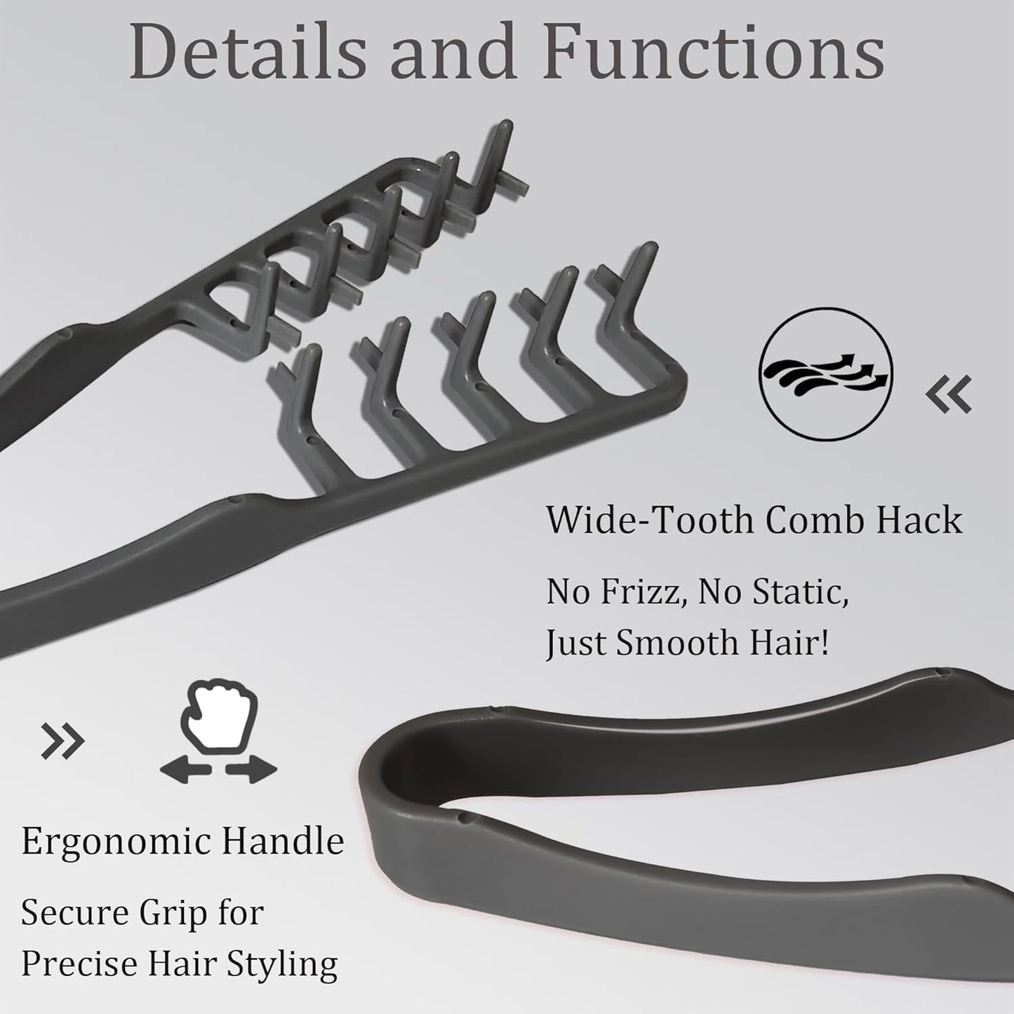 Texturizing Comb for Men - 2 Pack Wide Tooth Hair Volume & Root Lifting Styling Comb for Thick, Curly & Wavy Hair