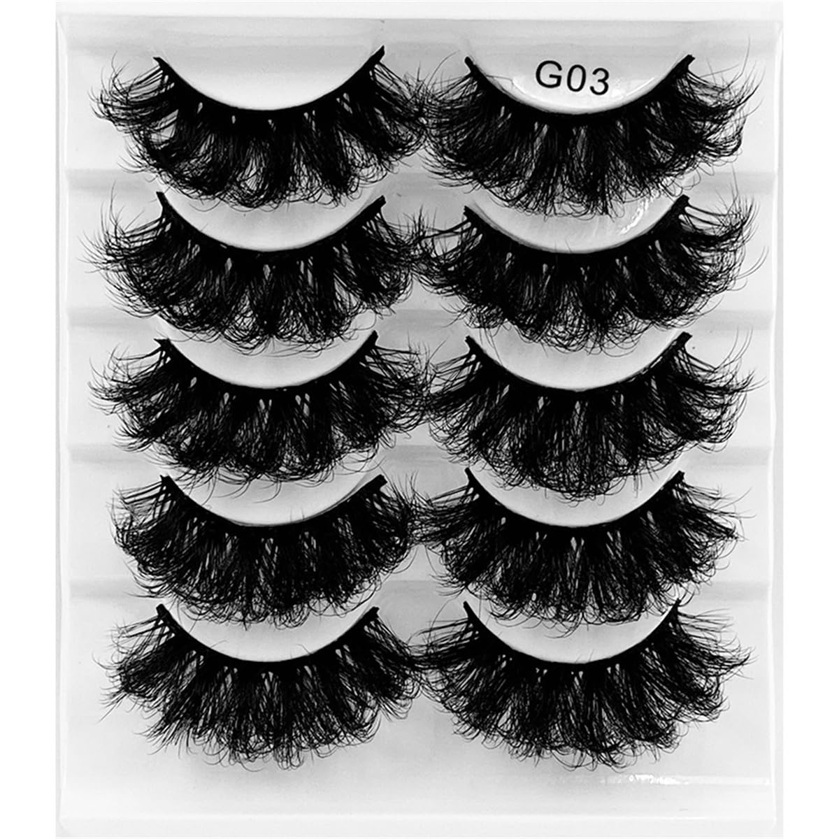 FEITA Fluffy False Eyelashes 25mm Lashes Set 3D Thick Volume Criss-Crossed Soft Eyelash Dramatic Faux Mink Fake Eye Lashes Natural Wispy 5 Pairs Packs