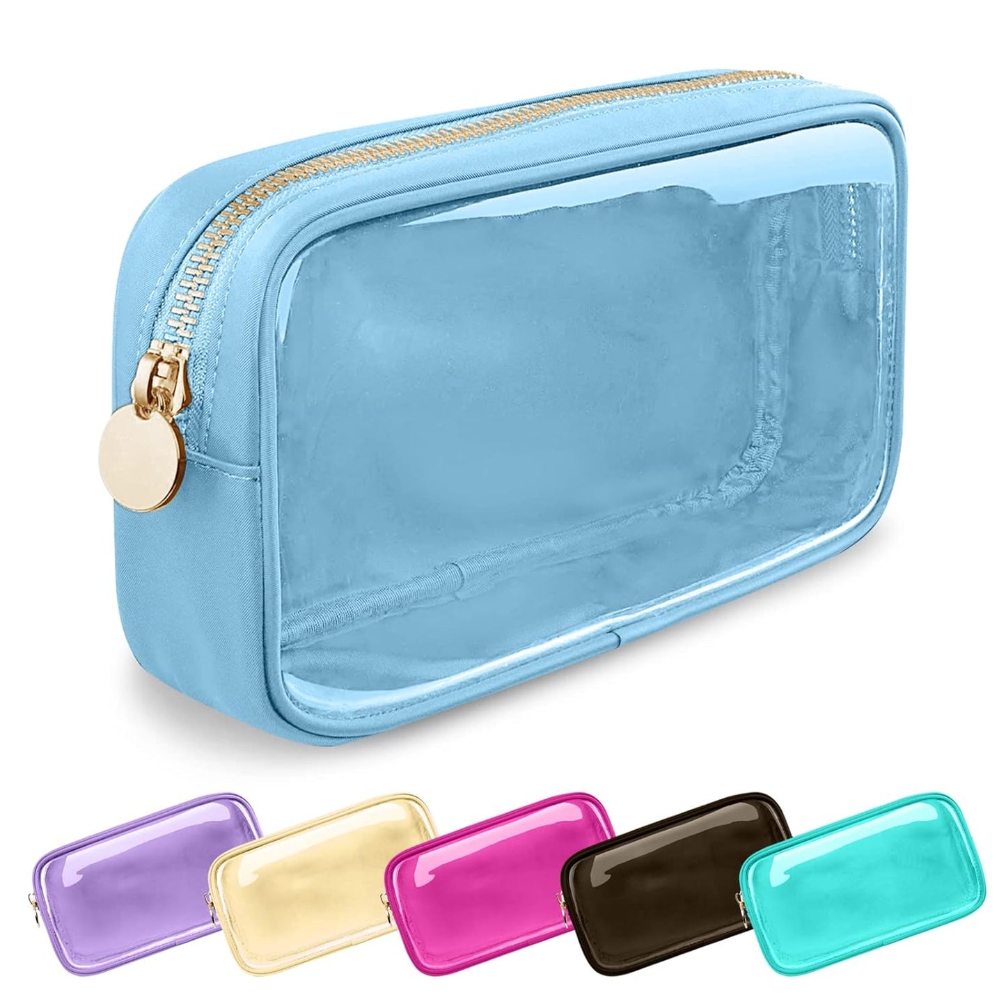 Waterproof Mini Floral Makeup Bag - Nylon Travel Pouch for Women | Cute Zipper Toiletry Organizer (Mini White-Flowers)