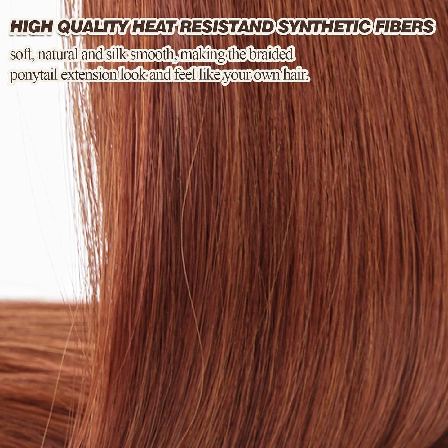 30 Inch Long Braided Ponytail Extension - Copper Red Wrap Around Hairpiece | Synthetic Hair for Women