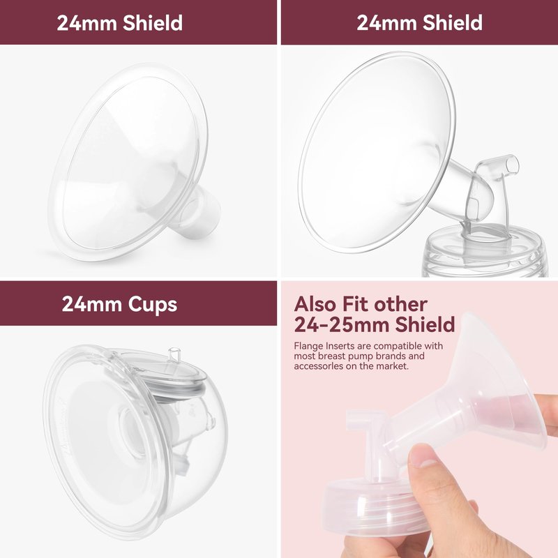 18mm Flange Inserts for 24mm Flange/Shield, Compatible with Momcozy/Medela/MOMMED/Bellababy/Spectra Breast Pumps, Pump Parts Replace (4PCS 18mm)