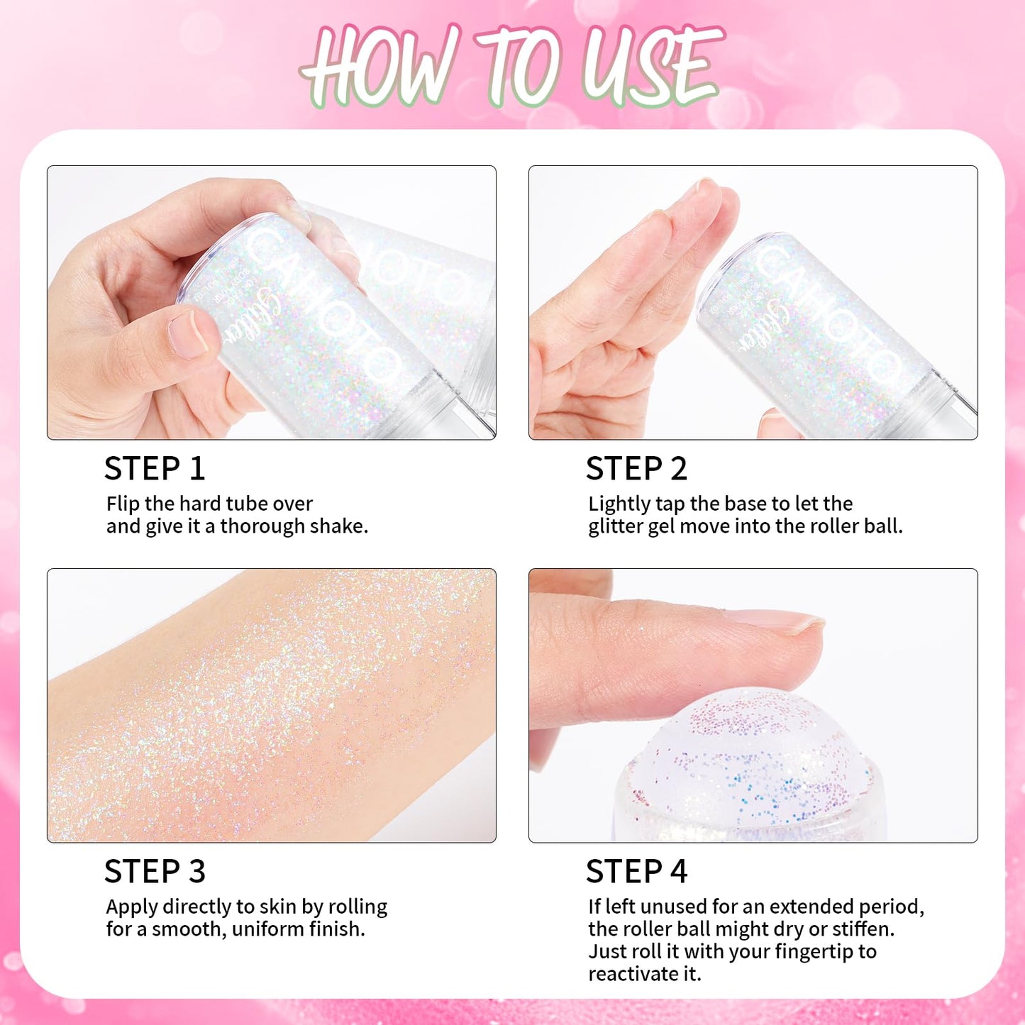 CAHOTO Flamingo Roll-on Glitter for Face Body & Hair