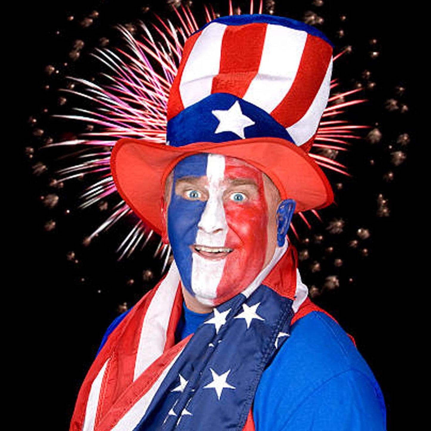 Red White Blue Face Body Paint Set - 4th of July Patriotic Makeup with Brushes & Sponges