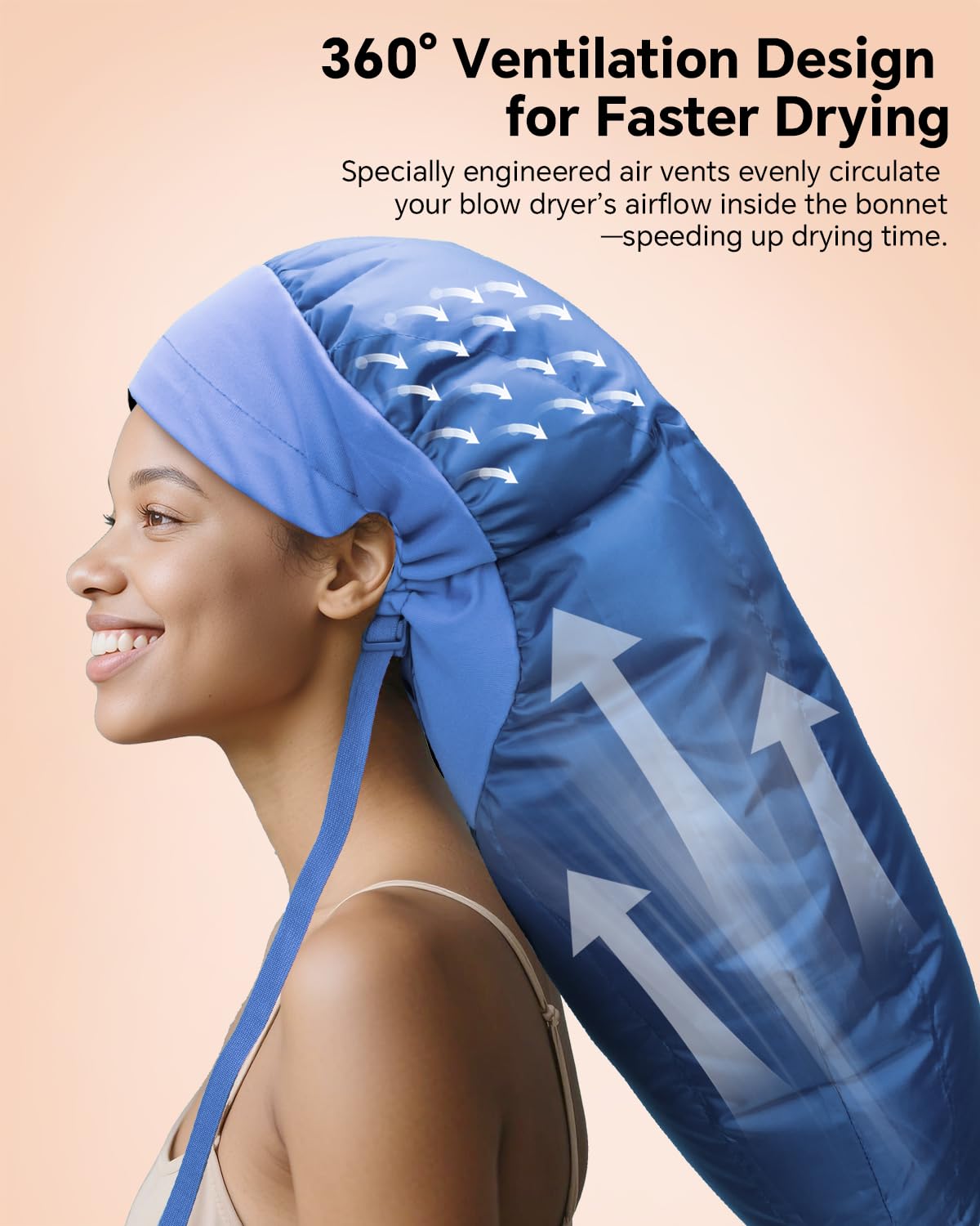 Boloye Hair Dryer Bonnet Attachment – 28.5" XL Hooded Dryer Cap for Faster Drying & Deep Conditioning, Extra-Large Space Fits Thick, Curly Hair & Styling Tools (Blue, Extra Large)