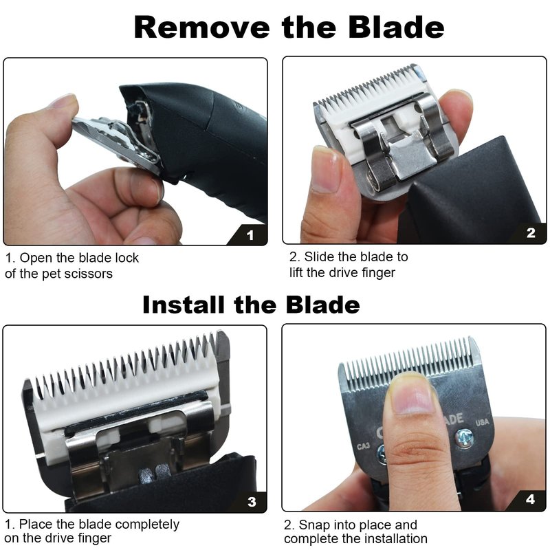 4PACK Dog Grooming Clipper Replacement Blades Compatible with Andis Pet Clipper/Oster A5/Wahl KM Series Dog Clipper,Ceramic Blade & Stainless Steel Blade (#3FC+4FC+5FC+7FC)