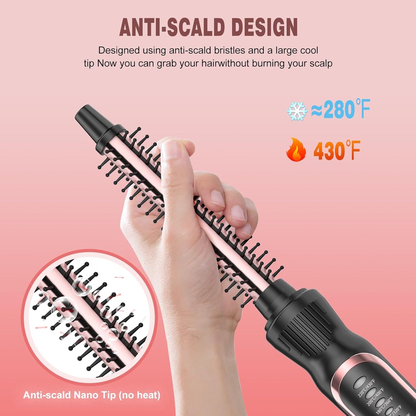 Heated Round Brush - Thermal Styling Tool with Ceramic Ionic Technology | 0.5 Inch Rose Gold for Volumizing & Curling