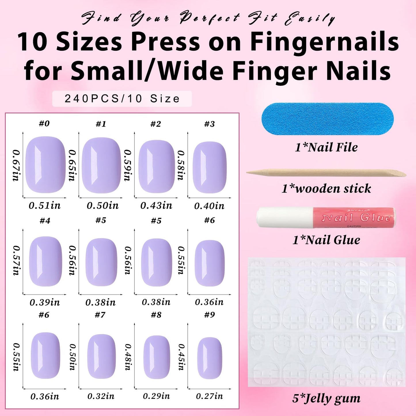 240pc Extra Short Press on Nails Square Fake Nails with Glue Tabs, Purple Nails Press ons Short Glue on Nails Squoval Acrylic Nails Stick False Nail Artificial Fingernail for Women Girls
