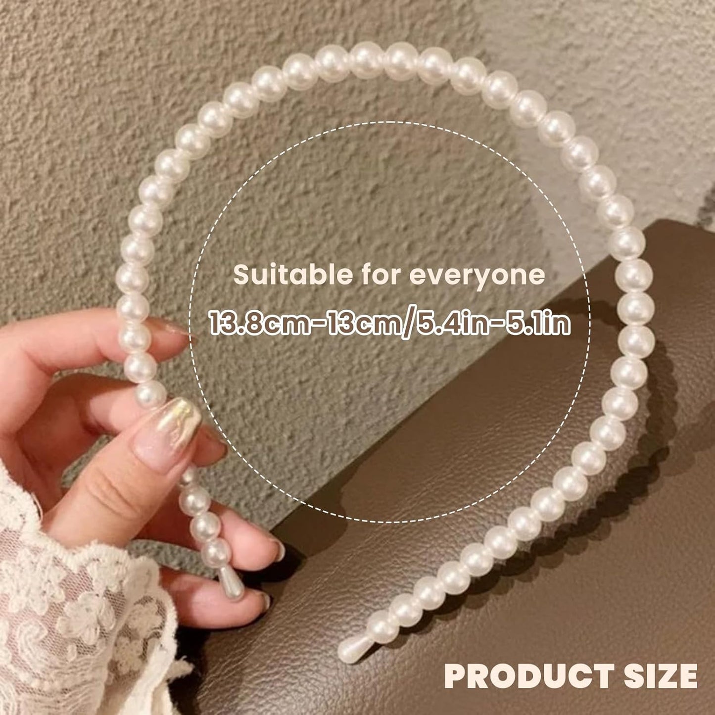 6Pcs White Pearl Headbands for Women | Dainty Bling Hairbands for Weddings & Events