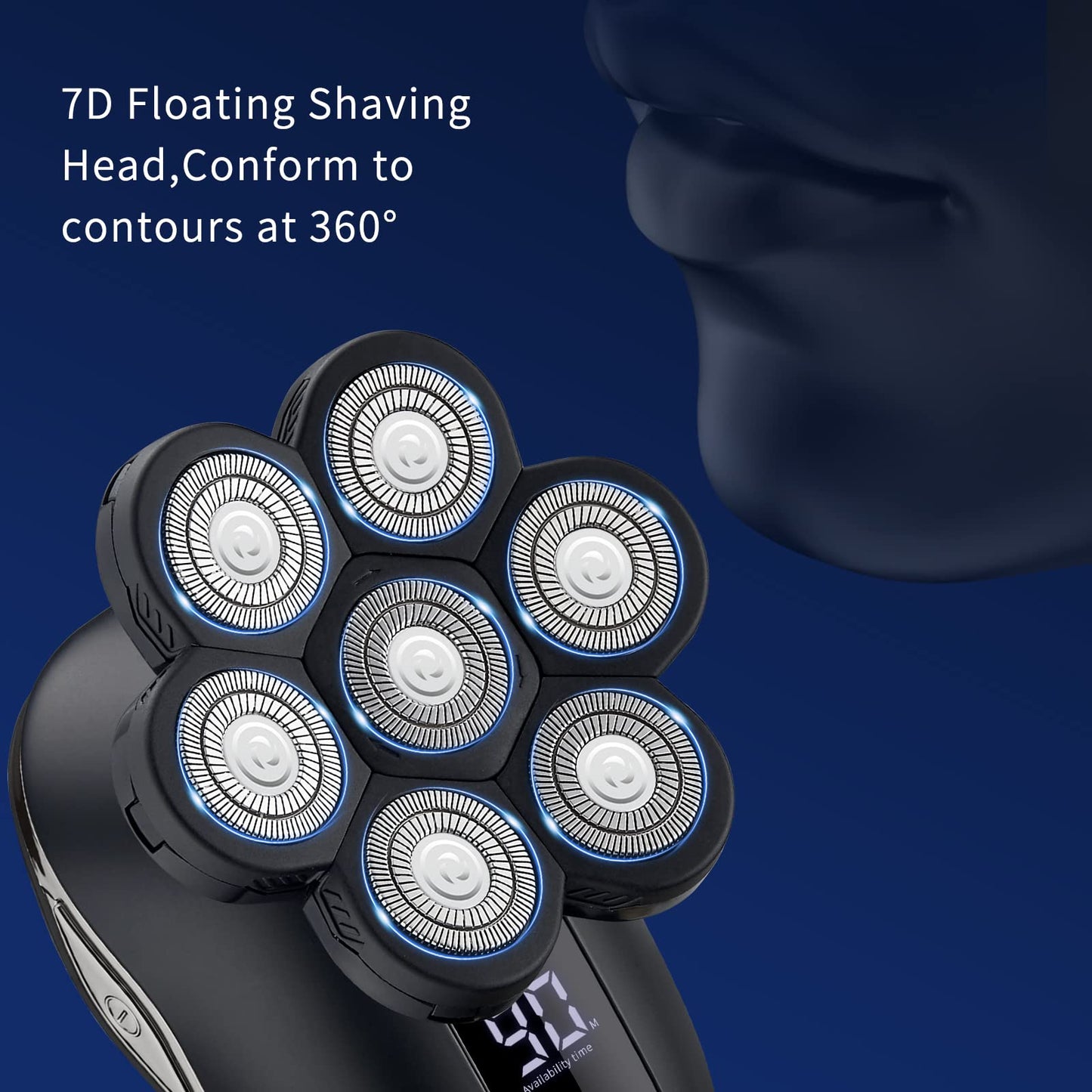 UPTARD Electric Head Shavers for Bald Men, Head Razor for Men with Nose Hair Sideburns Trimmer, LED,Travle Lock