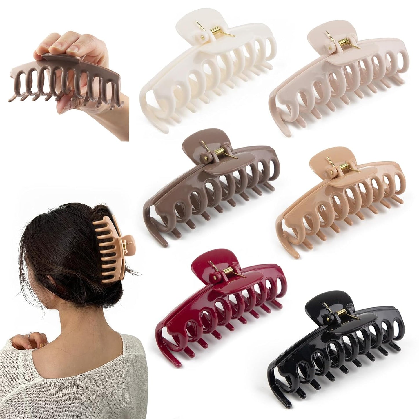 Small Square Silicone Hair Claw Clips - 5-Pack Mini Cloud Non-Slip Clamps for Women & Teens | 2.5 Inch, 5 Colors
