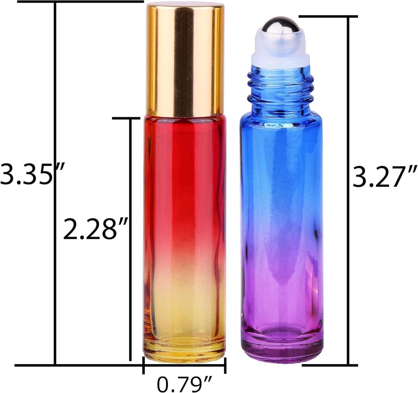 Essential Oils Roller Bottles - 24 Pack 10ml Gradient Glass with Golden Metal Cap | Travel-Friendly