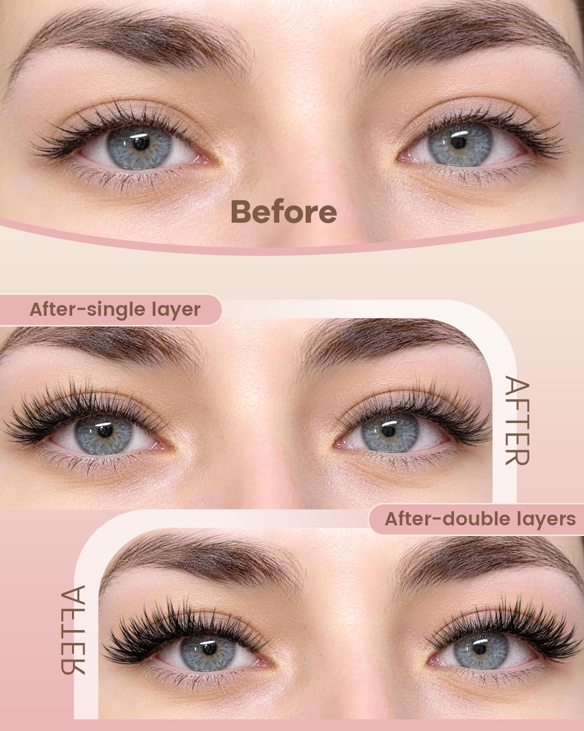 Natural Eyelash Clusters - 144pcs Wispy Lash Extensions | C Curl, Invisible Band, 8-16mm for Beginners