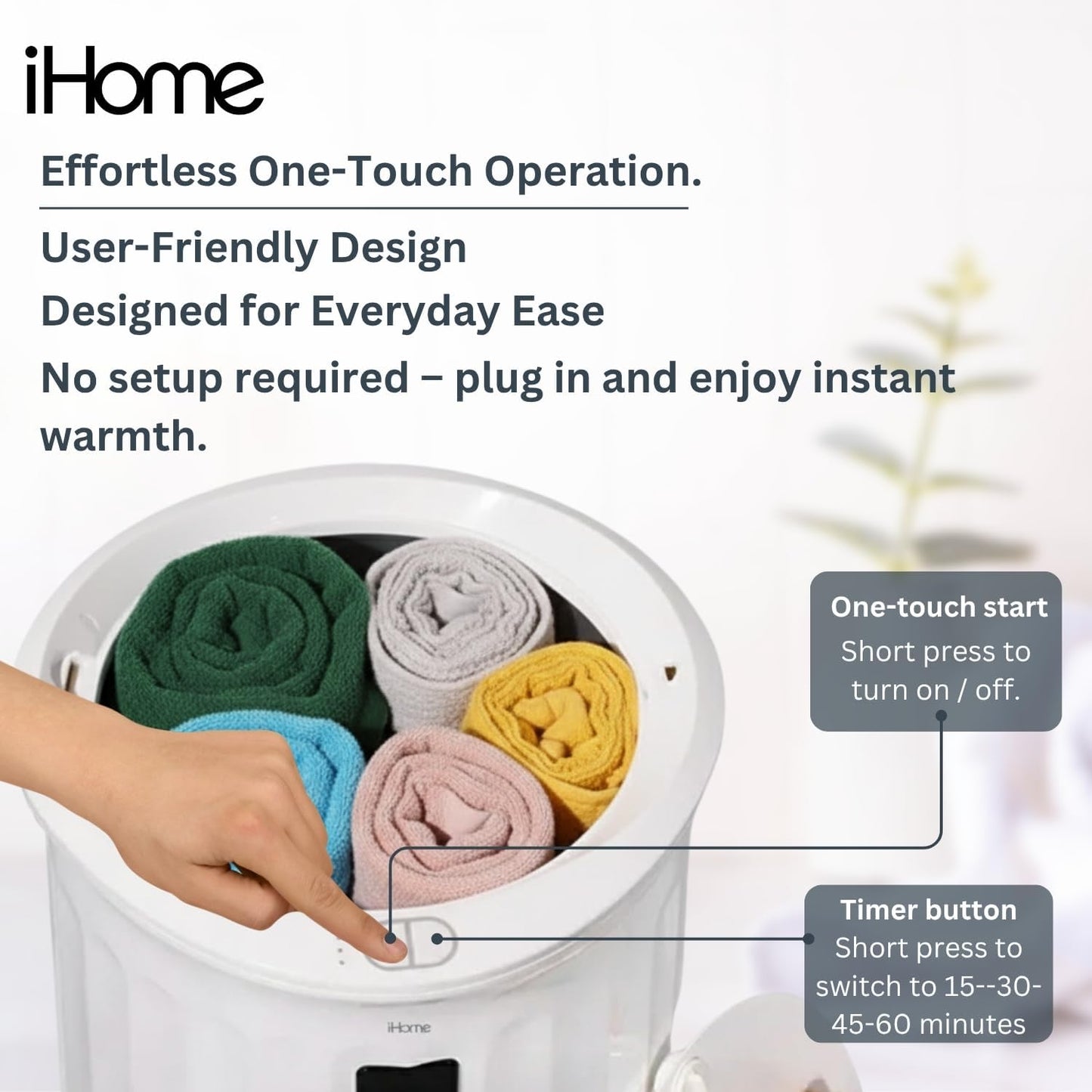 iHome Luxury Towel Warmer - 20L Large Hot Towel Heater with Fragrance Pad Holder | Ideal for Spa, Blankets & Bathroom Use