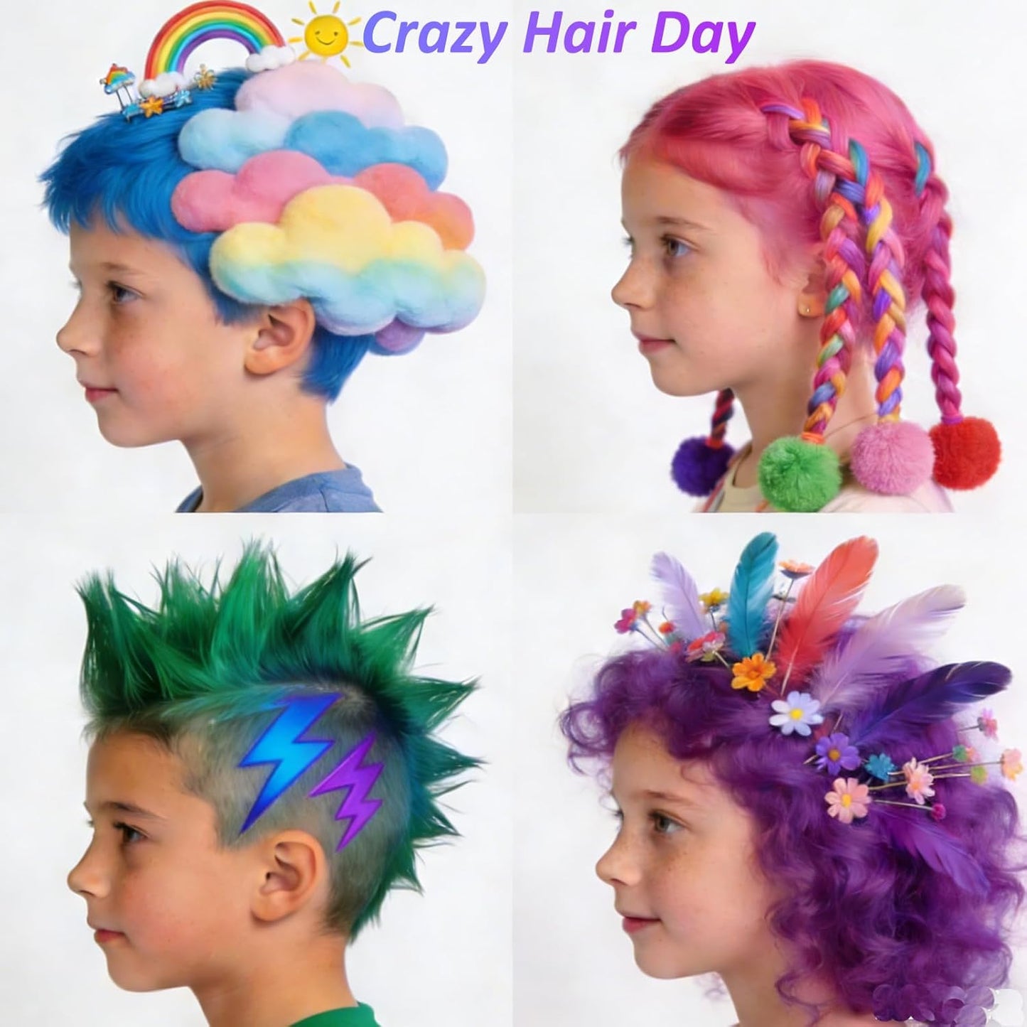 Temporary Hair Color Spray - Vibrant Purple, Green, Blue & Pink Hair Dye for Kids, Teens & Adults | Perfect for Parties & Cosplay